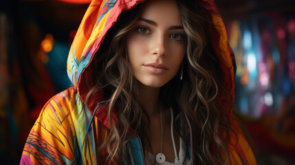 Fototapeta premium Woman in colorful cloth.