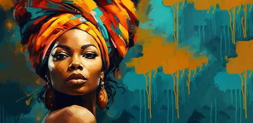 A portrait of an African woman adorned in a traditional headdress, symbolizing Black History Month © Alina