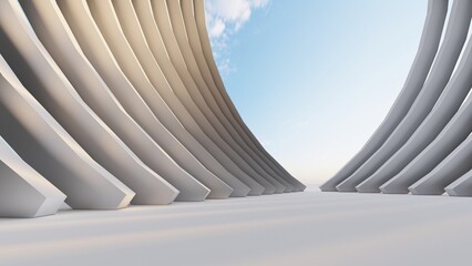 Abstract architecture background arched interior 3d render