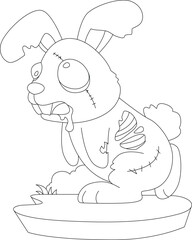 Rabbit Halloween Zombie Animal Vector Graphic Art Illustration