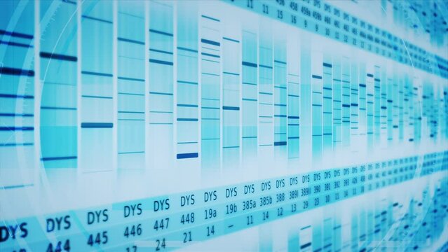DNA Genomes Sequencing, Deoxyribonucleic Acid Genetic Map and Genome Sequence Analyze. Genomic Analysis Animation. 
 - Powered by Adobe