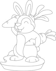 Rabbit Carrots Animal Vector Graphic Art Illustration