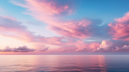 Naklejka na ściany i meble Beauty of pink clouds over the sea.