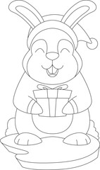 Rabbit Christmas Santa hat Animal Vector Graphic Art Illustration