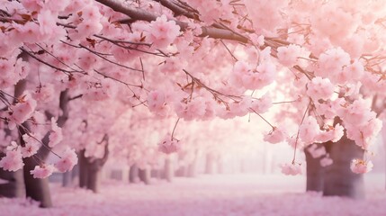 Cherry blossom trees in full bloom.