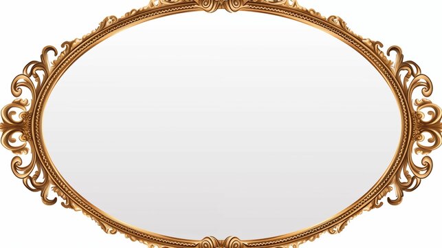 Antique round oval gold picture mirror frame.