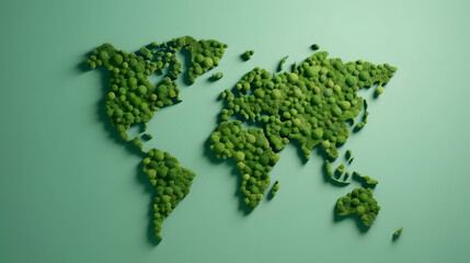 International Earth Day 3d illustration Banner of green paper cut world map. Recycled paper cutout for save the planet concept. World Map Green Planet Earth Day or Environment day Concept