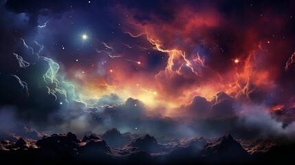 Fototapeta premium Illustration of a galaxy, adorned with stardust and bright shining stars.