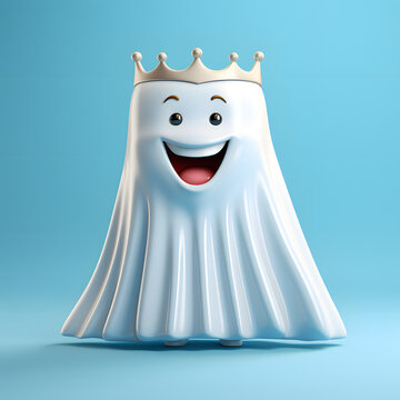 Cute ghost character on a blue background