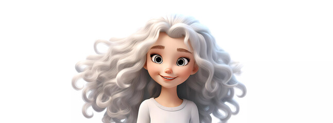 Woman with gray hair. cartoon Generated AI. Edited in Photoshop