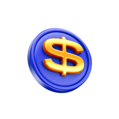 Coin 3D $ , Moeda 3D, Blue and Yellow