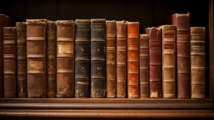 Image of books in a library background.