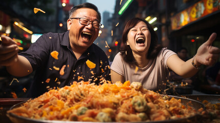 Mandarin Joy: Candid shots of people enjoying mandarins, capturing the delight and satisfaction that comes with biting into this flavorful fruit. - obrazy, fototapety, plakaty