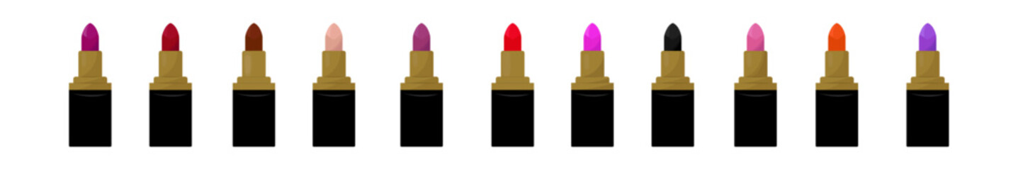 Lipstick set on white background. Vector illustration