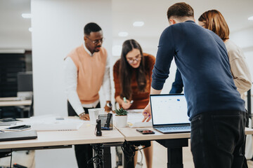 Professional Business Team Working Together on a Late-Night Project Deadline