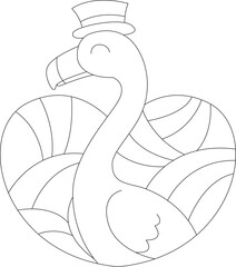 Flamingo Heart Animal Vector Graphic Art Illustration
