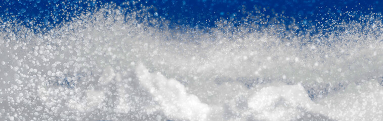 Obraz premium Winter Christmas background with falling snow in the mountains. 3D render illustration.