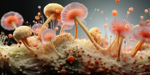 Fototapeta na wymiar Microbial Link: Exploring the Relationship Between Rampant Intestinal Fungi and Susceptibility to Severe Covid-19 Courses, Unraveling the Intricate Web of Health Dynamics