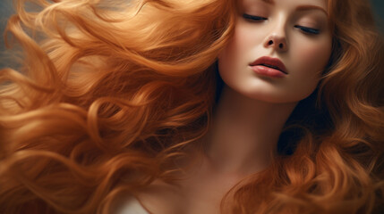 Fototapeta premium beautiful female red hair of ash color generative ai