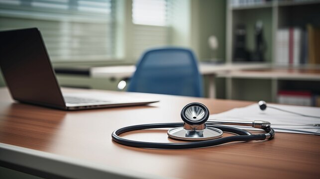 Image of stethoscope placed on a table.