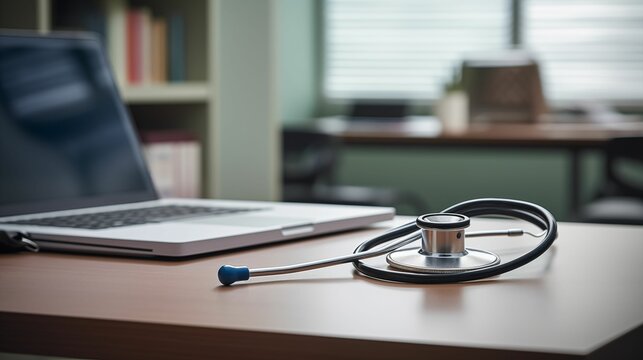 Image of stethoscope placed on a table.