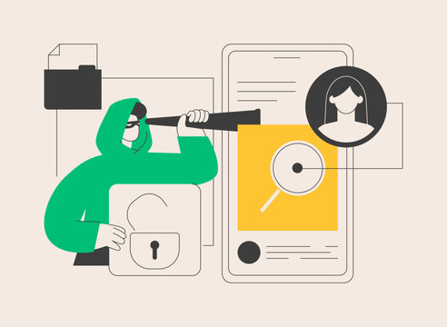 Cyberstalking abstract concept vector illustration.