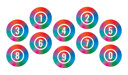 numbers and gradient circles. vector gradient circles