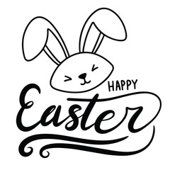 Happy Easter text banner. Handwriting Happy Easter Banner square composition. Hand drawn vector art.