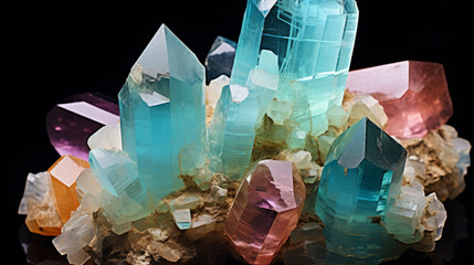 Crystals and Minerals. Crystal closeup. Crystal Healing Gemstone Rock Mineral - obrazy, fototapety, plakaty