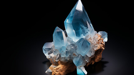 Crystals and Minerals. Blue Crystal closeup. Crystal Healing Gemstone Rock Mineral