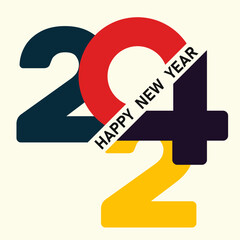 Happy New Year 2024 logo text design. 2024 number design template. Happy New Year 2024 symbol.