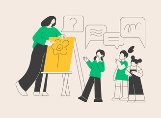 Language learning camp abstract concept vector illustration.