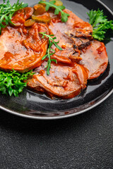 beef tongue hot sauce fresh delicious eating meal cooking appetizer food snack on the table copy space food background