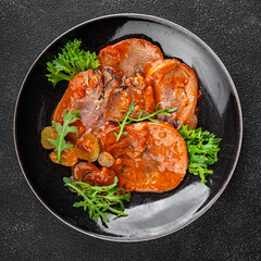 beef tongue hot sauce fresh delicious eating meal cooking appetizer food snack on the table copy space food background