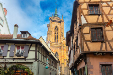 Old town of Colmar, decorated and illuminated at Christmas time, Alsace, France