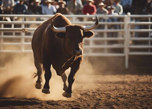 Bucking bull at a rodeo

