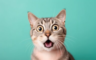 Obraz premium Crazy surprised cat makes big eyes