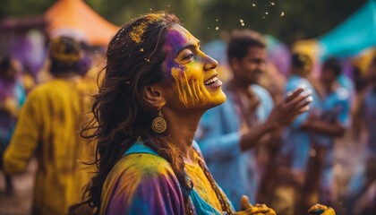 Portraits of people enjoying the holy festival

