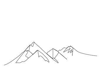 Mountains one line drawing vector illustration. - obrazy, fototapety, plakaty