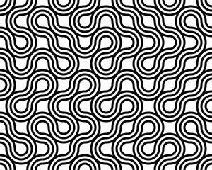 Abstract background with black wave lines on a white background	 - 689355592