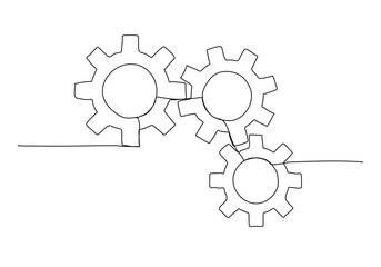 Gears one line drawing vector illustration.