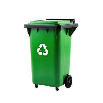 Recycling Bin Isolated - A Standard Recycling Bin Isolated Emphasizing Its Role in Environmental Sustainability and Waste Management. Isolated on a White Backgroun. Cutout PNG.