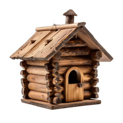 Obraz na płótnie Canvas Rustic Log Cabin Birdhouse. A Rustic Log Cabin Birdhouse Isolated to Attract the Charm of Wildlife and the Simplicity of Nature.. Cutout PNG.