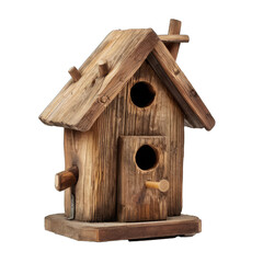 Obraz na płótnie Canvas Rustic Log Cabin Birdhouse. A Rustic Log Cabin Birdhouse Isolated to Attract the Charm of Wildlife and the Simplicity of Nature.. Cutout PNG.