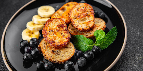 French toast sweet breakfast pancake fresh cooking appetizer meal food snack on the table copy space food background rustic top view