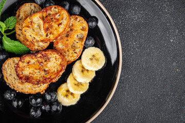 French toast sweet breakfast pancake fresh cooking appetizer meal food snack on the table copy space food background rustic top view