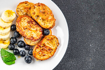 French toast sweet breakfast pancake fresh cooking appetizer meal food snack on the table copy space food background rustic top view