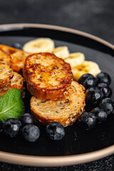 French toast sweet breakfast pancake fresh cooking appetizer meal food snack on the table copy space food background rustic top view