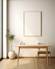 Fototapeta na wymiar empty dining room with a frame and a rug,