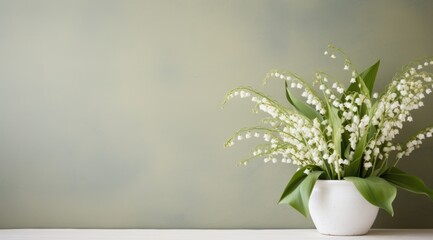 lily of the valley and olive branches on a clean,